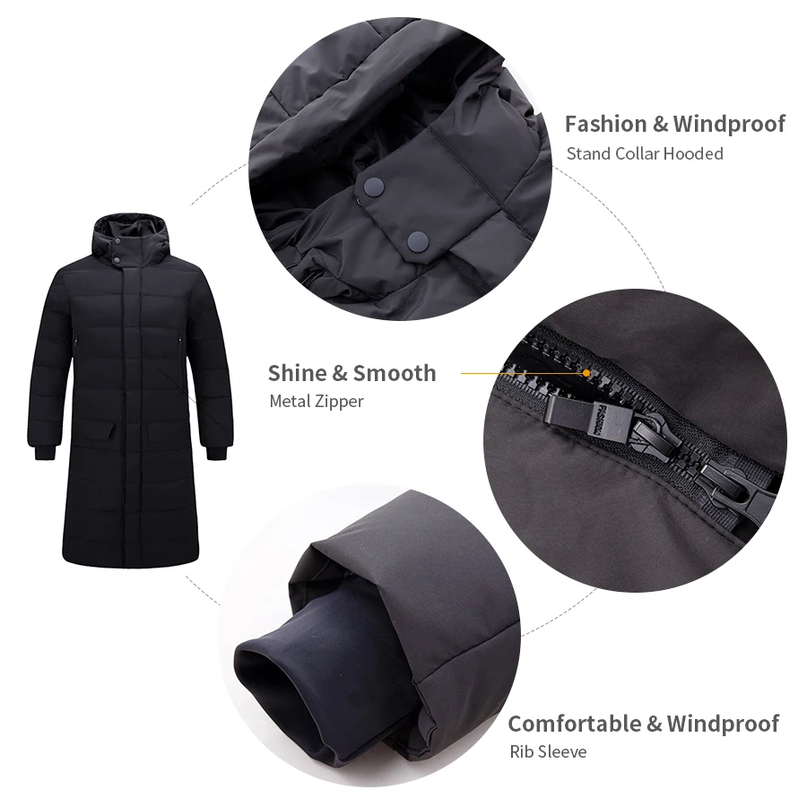 Зимняя куртка мужская водонепроницаемая Термальная с длинным рукавом походная одежда средняя и длинная секция пуховик Мужская походная куртка плюс размер L-5XL