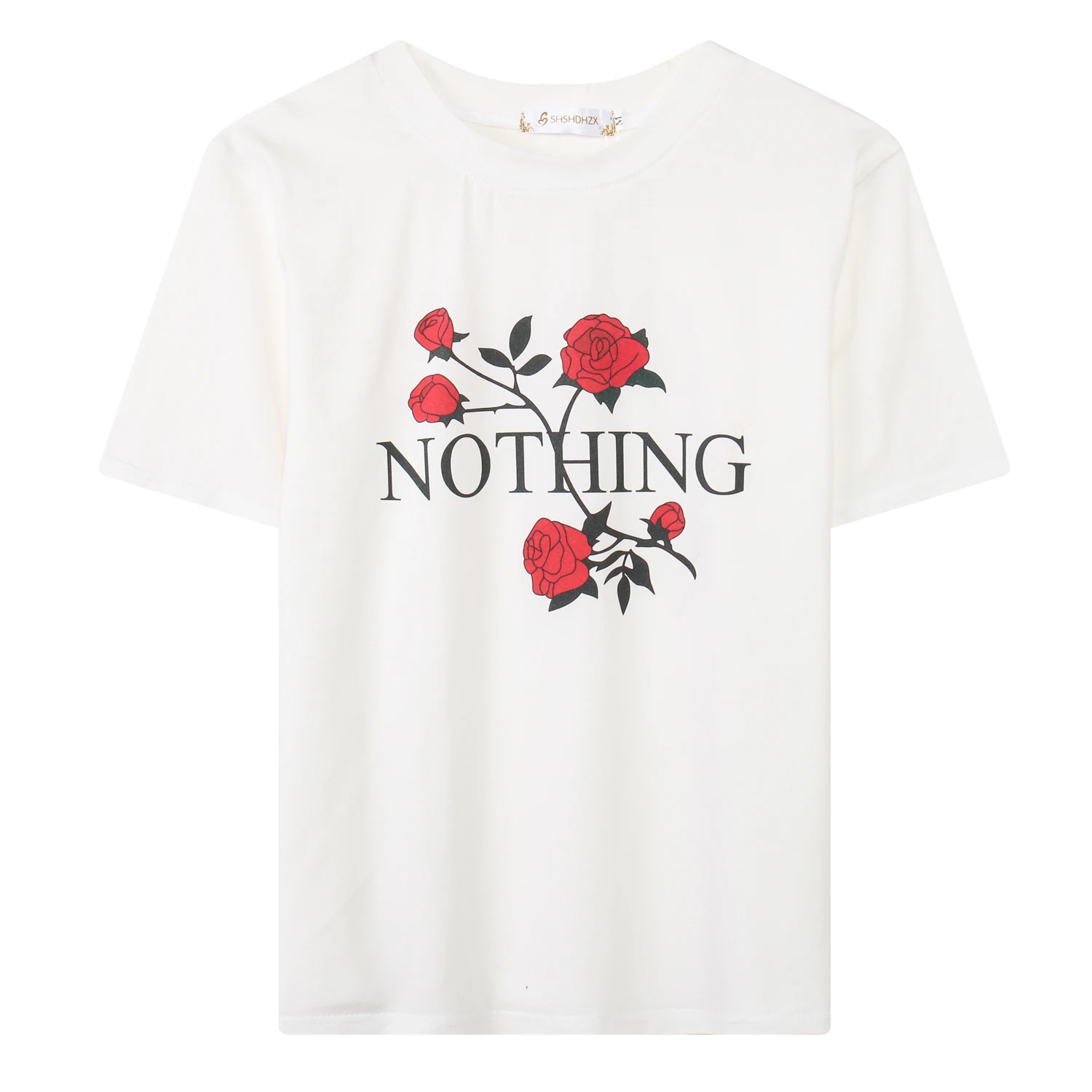 Rose Print Female T Shirt Harajuku T-Shirts Women Summer Short Sleeve Casual Clothing Punk Tee Tops