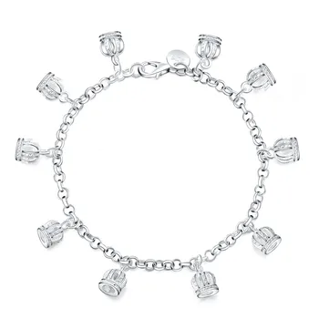 

wholesale lady Charms Crown noble Beautiful bracelet silver color cute fashion for women Wedding , bracelet jewelry JSHLH012