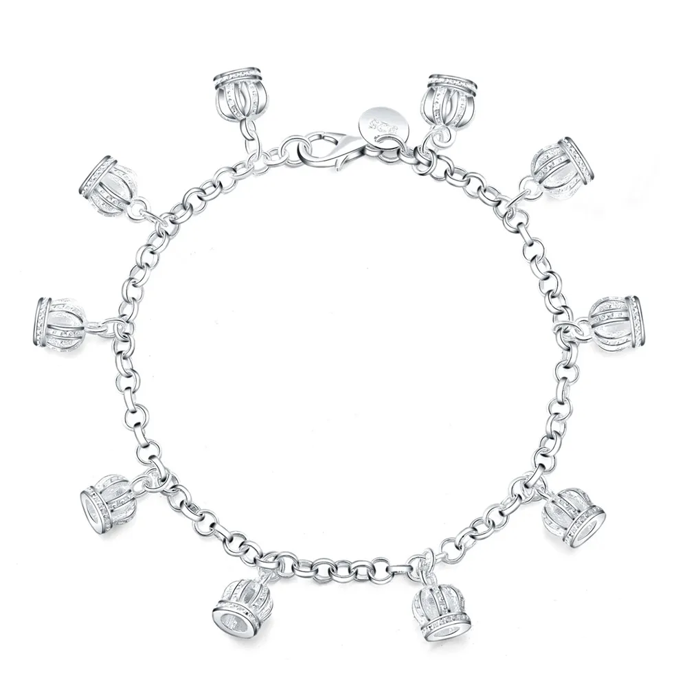 

wholesale lady Charms Crown noble Beautiful bracelet silver color cute fashion for women Wedding , bracelet jewelry JSHLH012