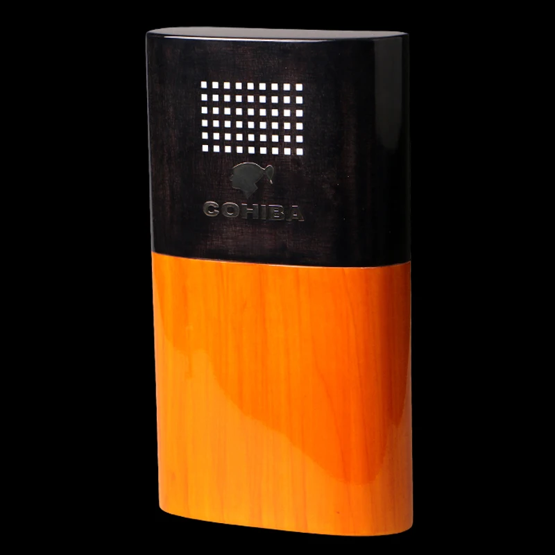 

High-end Gadget Excellent Solid Wood Portable Cigar Case Holder Travel 3 Lined Cedar Wood Tube W/ Black Gift Box