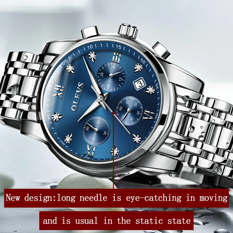 Olevs Relogio Masculino Luxury Date Waterproof Watches-Men'S Wrist Watches Chronograph Luminous Han