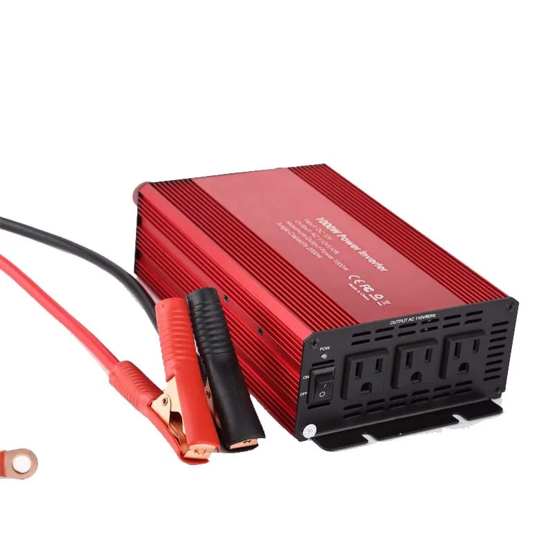 

1000W Solar Inverter 12V to 110V Inverter American Standard Socket with Crocodile Clamp High Power Inverter