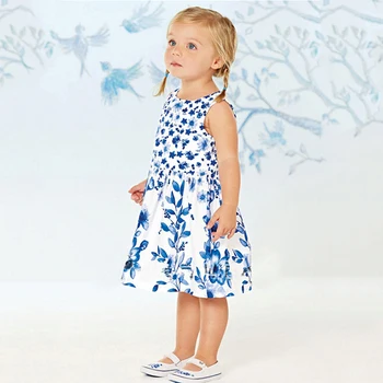 

Cotton Summer Baby Girls A-line Dress Clothing Girls Cute Princess Dress For Party Kids Flower Print Dresses For Toddler Girls