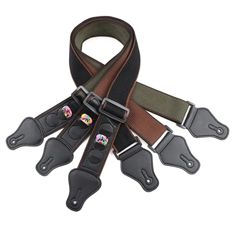 

Multi-Function Guitar Strap Belt 3 Pick Plectrums Holders For Acoustic Bass Guitar Supplies Light Weight with 3 pockets