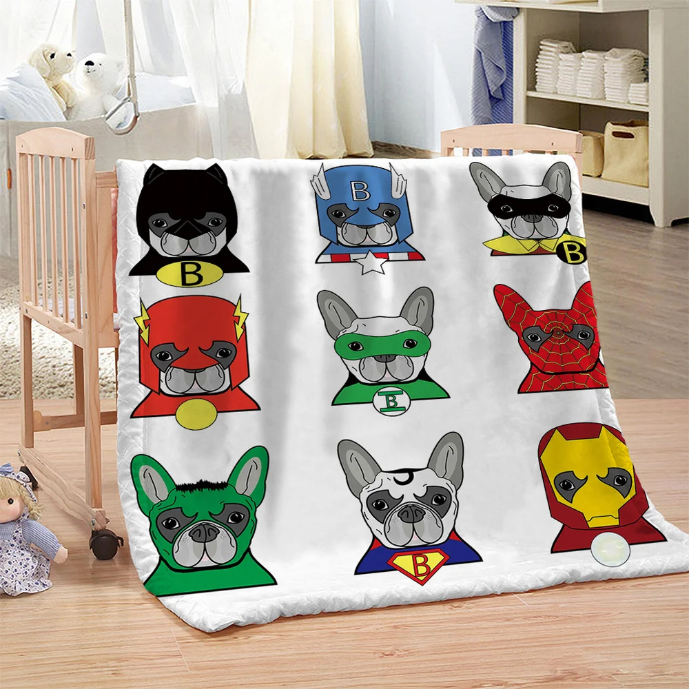 

Dropship Custom DIY Sherpa Blanket 3D Animal Pug Plush Throw Blanket Bulldog Husky Doberman Rottweiler Thin Quilt