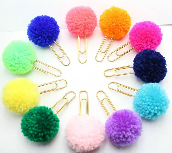

Pom Pom Planner Clip - Jumbo Decorative Paper Clip - Traveler's Notebook Bookmark - The Happy Planner
