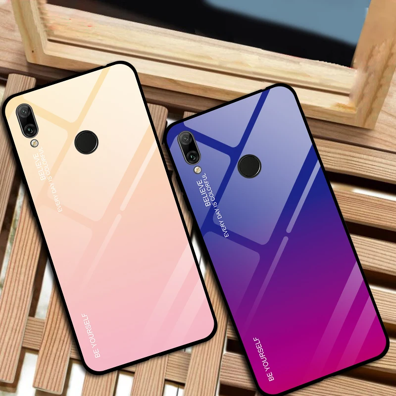 

Gradient Fashion Tempered Glass Phone Case For Huawei P30 Pro P20 Lite Mate30 Mate20 P Smart 2019 Plus Nova4 Case Colorful Cover