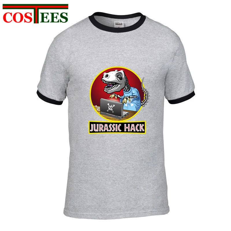 Camiseta masculina Parody Jurassic hack Футболка мужская забавная футболка с динозавром