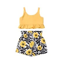 Летняя одежда для маленьких девочек от 1 года до 4 лет топ на бретельках, жилет Dasiy шорты