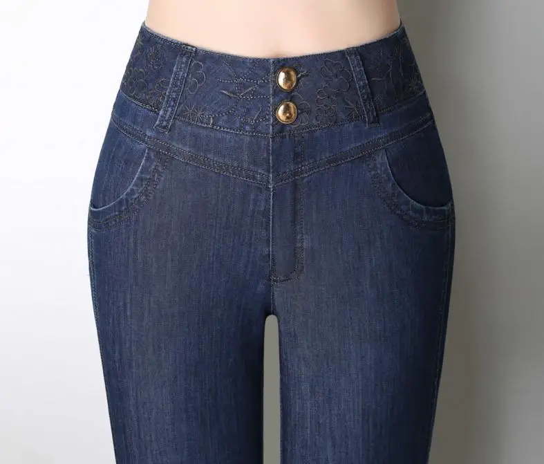 Новые модные тонкие джинсы большого размера джинсовые брюки для женщин широкие брюки женские джинсы повседневные хлопковые джинсы