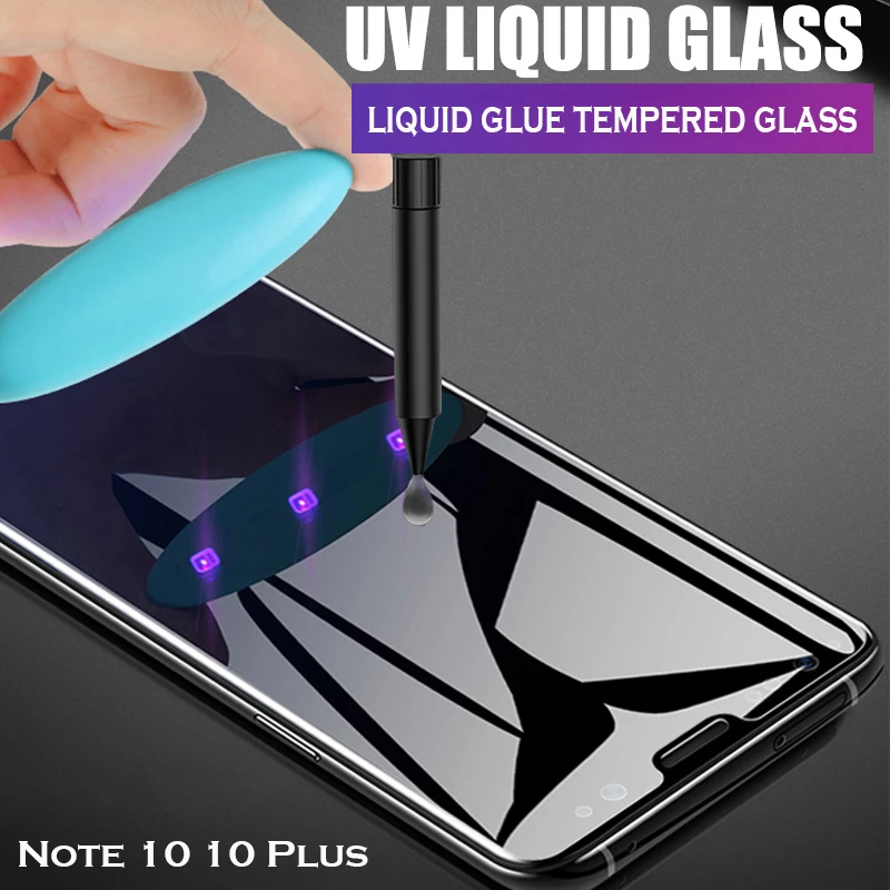 

UV Liquid Glass For Samsung Galaxy Note 10 Pro S20 Plus S10 5G Full Cover Screen Protector Note 9 S9 S8 Tempered Protective Film