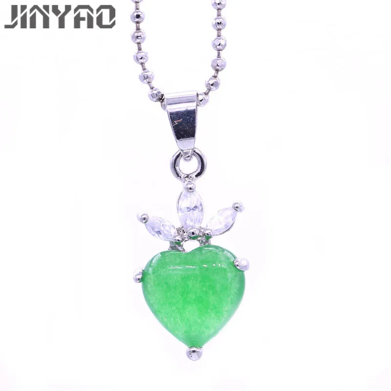 JINYAO модный белый золотой цвет ожерелья подвески зеленый камень AAA кубический