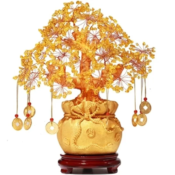 Мини-хрустальное денежное дерево фэн-шуй традиционное приносящее удачу богатство домашний декор миниатюрные статуэтки вечерние подарки Хрустальное денежное дерево