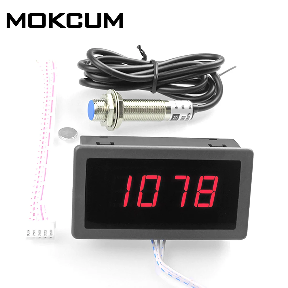 

4Bit Digital LED Tachometer Motor RPM Speed Meter+Hall Switch Sensor motor speedometer counter tachometer