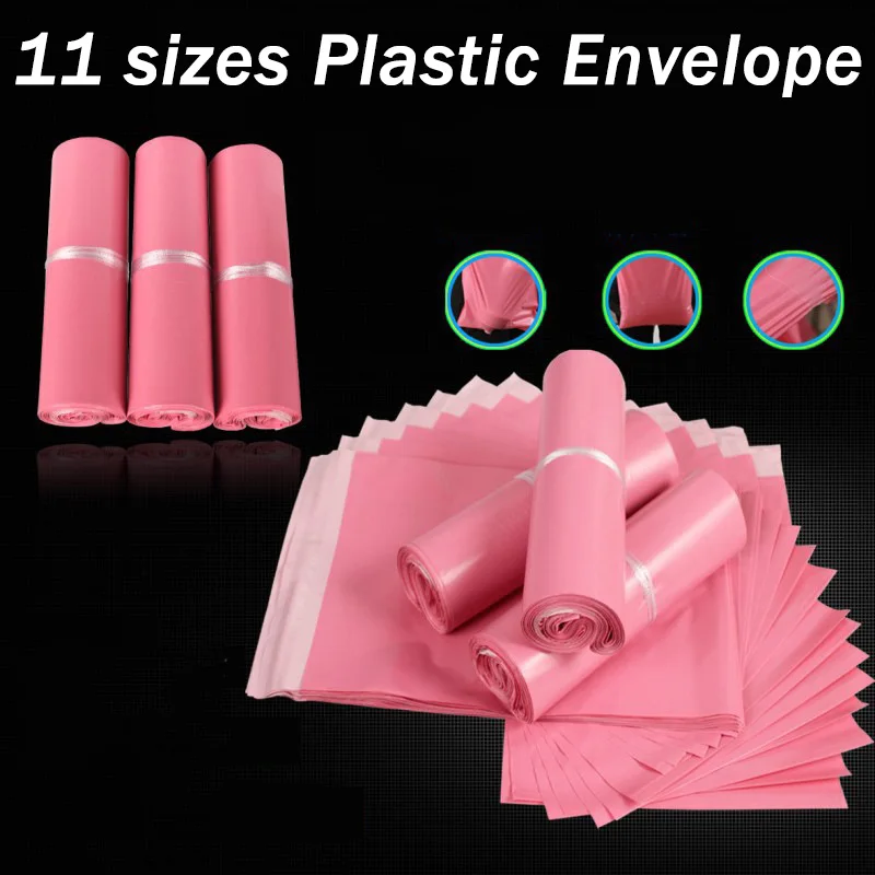 

50Pcs Plastic Envelope Bags Frosted Pink Self-Seal Adhesive Storage Bag Matte Material Envelope Mailer Postal Mailing Bags