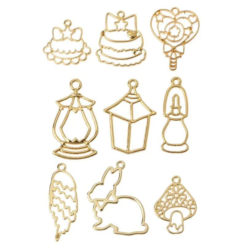 

3Pcs Cake Lamp Rabbit Metal Frame Pendant Bezel Setting UV Resin Jewelry Making