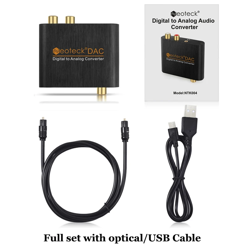 Neoteck DAC аудио преобразователь коаксиальный Оптический к RCA 2.1CH Toslink аналоговому