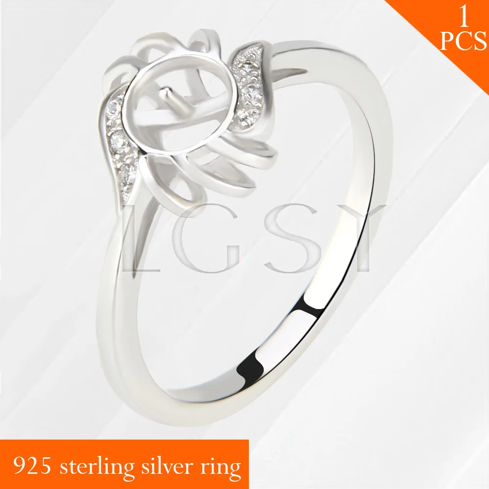 Free shipping 925 sterling silver rings mounting with Wheel shape pearls bar size 6 7 8