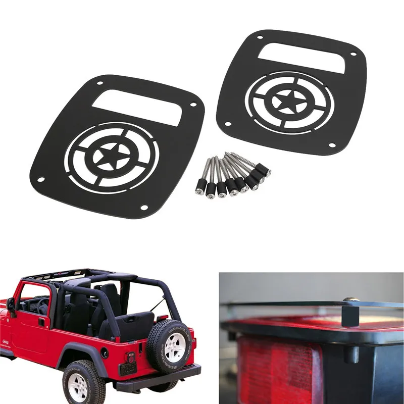 WISENGEAR For Jeep Wrangler TJ 1996-2006 Rear Tail Light Lamp Cover Protector Guards For Wrangler YJ 1987-1995 Sport Sahara Rubicon Black (8)