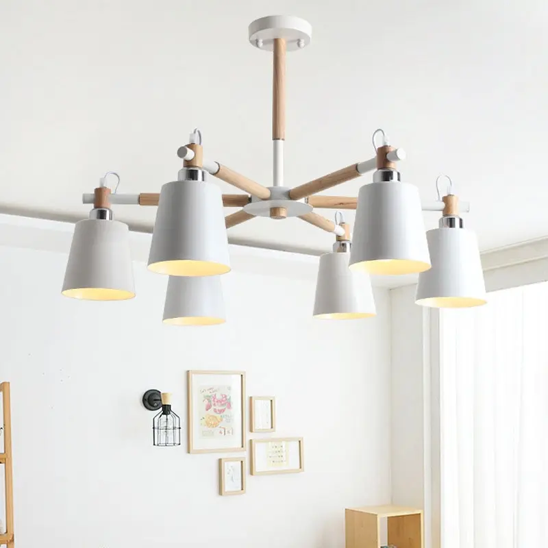  Nordic minimalist metal and wooden bracket chandelier chandelier E27 colorful chandeliers for kitch - 33048442282