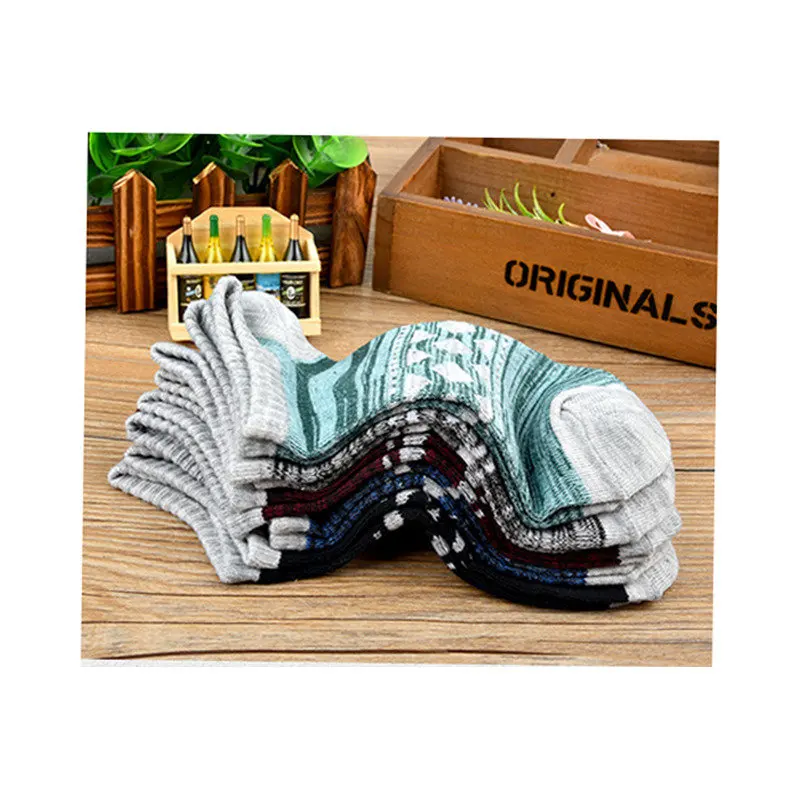 Men's Short Socks Stripe Retro Ethnic Style Male Ship Socks Low Cut Ankle Socks Cotton Breathable Comfortable Sports Socks Summer (7)
