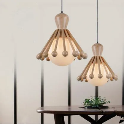 Creative LED Wooden Pendant Light Fixtures For Bedroom Dinning Room Hanging Lamp Luminaire Lamparas Colgantes