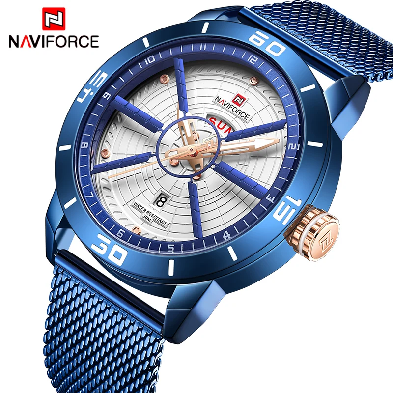 Бренд NAVIFORCE роскошные спортивные часы мужские из нержавеющей стали топ Кварцевые