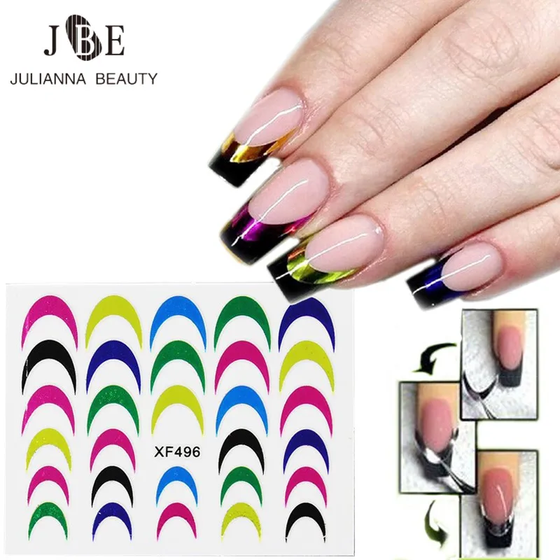 10Pcs Decals French Nail Stickers Manicure Tips Guide Nails Decoration