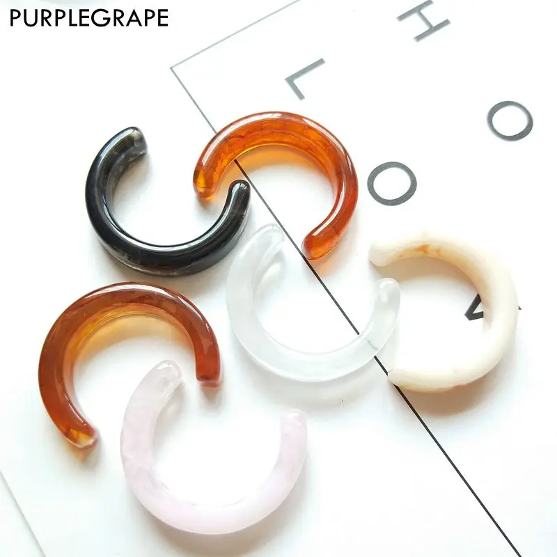 

PURPLEGRAPE Fashion Acrylic Geometric C-shaped Round Imitation Marble Amber Earrings Accessories DIY Material One Pack 6
