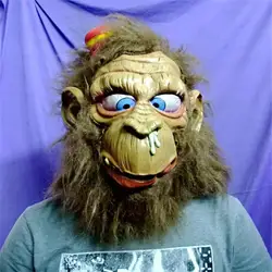 Новые забавные обезьянки Глава латекс маска полный Уход за кожей лица взрослых Маска Halloween Masquerade нарядное платье Маскарадный костюм милые