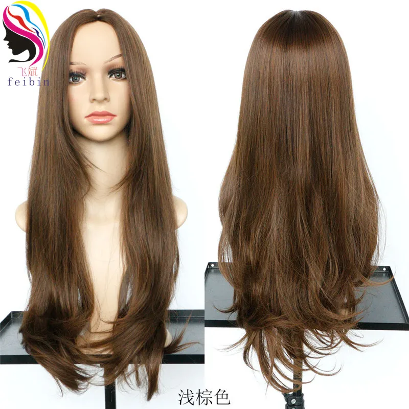 Feibin Искусственные парики для черный Для женщин природы прямые волосы Высокое Температура feiber 26 дюйм(ов) 70 см F12
