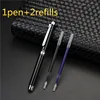 High Quality  Metal Roller Pen Luxury gel Pens give 2 refills 0.5mm Blue/Black ink For Business Writing Office School Supplies ► Photo 2/6