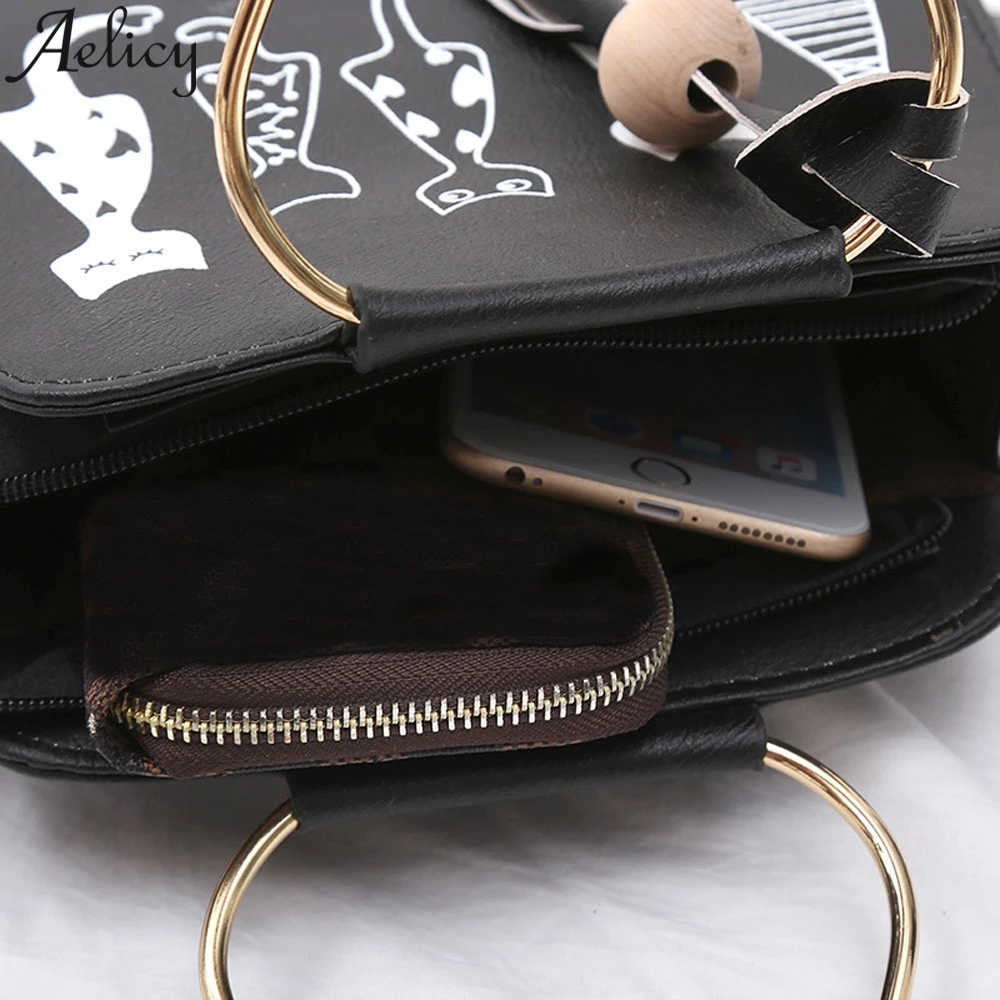 Aelicy 2019 أزياء النساء فتاة القط أرنب نمط الحيوان الكتف Crossbody حقيبة جلدية حقائب ساعي مموهة يد الإناث