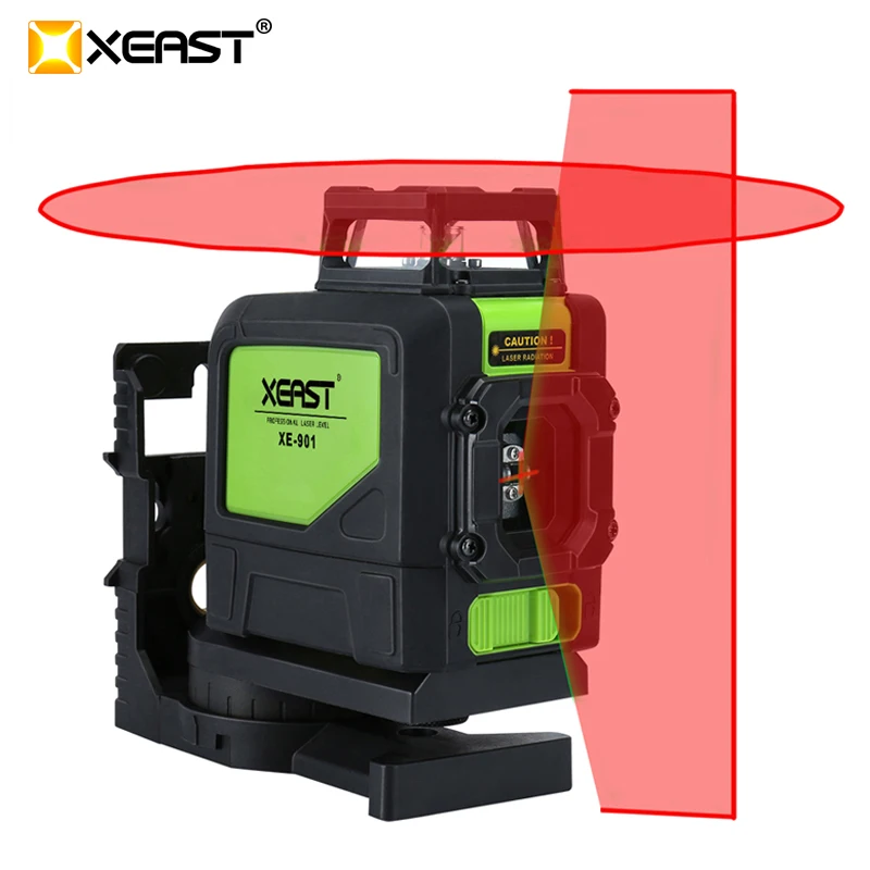 

XEAST XE-901 3D Laser Level Meter 5 Lines 360 Degrees Self Leveling Mini Portable Instrument Red Laser Beam dust splash proof