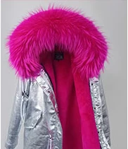 Серебряные парка зимняя куртка, пальто настоящие женские пальто с мехом парки натуральный мех енота воротник с капюшоном теплые мягкие подкладкой из искусственного меха ASOS - Цвет: color 8 short
