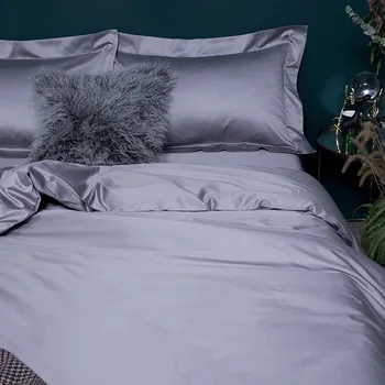 

100% Cotton 1000 TC Queen King size White Silver Beige Blue Purple Pink Colors Flat Sheet Duvet Cover 4 Pieces Set on sale