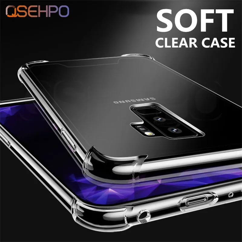 

Clear Soft Silicone Armor Case for Samsung Galaxy S7 Edge S8 S9 Plus Note 8 9 A6 A8 Plus A5 A7 2018 Shockproof cover back cases