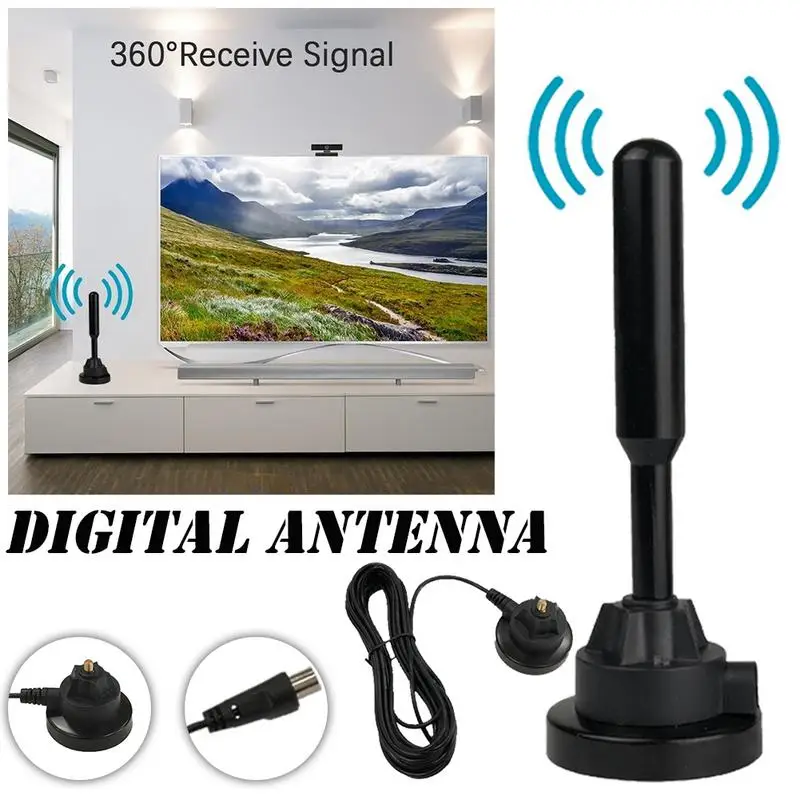 

Omnidirection DVB-T Digital Antenna 120 Miles Reception Range Ground Wave Antenna Cable 16.4 Ft HDTV Digital Antenna 720P 1080P