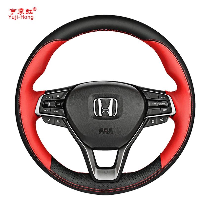 

Yuji-Hong Artificial Leather Car Steering Wheel Covers Case for HONDA Accord 10 2018 2019 Black Micro-fiber Leather Cover
