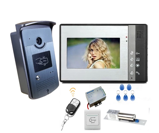

YobangSecurity Video Intercom 7"Inch Video Door Phone Door Intercom System RFID Access Control With Door Lock Remote Controller