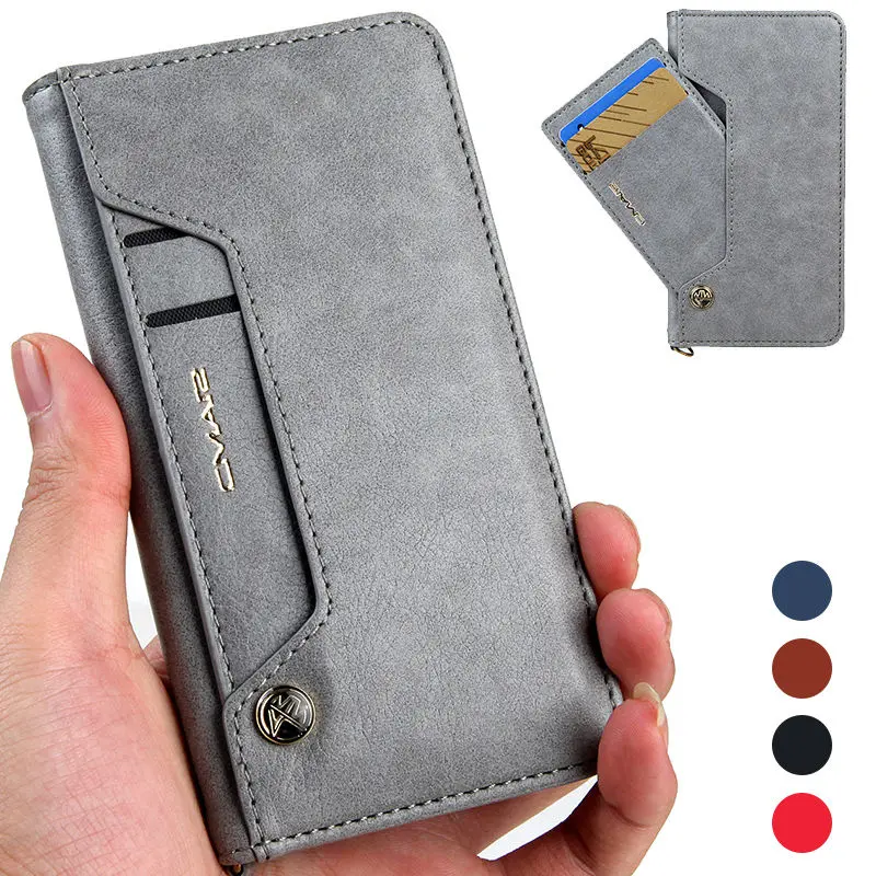 Sided Card Holder Magnetic Flip Book Stand Luxury Leather Wallet Case for iPhone X 8 7 6S Plus ...