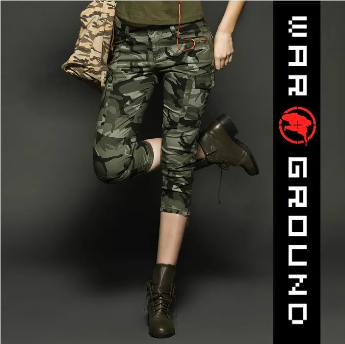 2013 Women Camouflage Clothing Army Capri Camo Pants Military Multicam