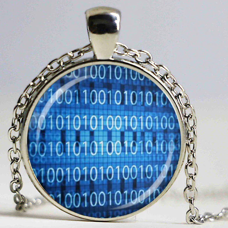 Ожерелье с кулоном в виде купола из стекла матричным кодом стиле ретро модные