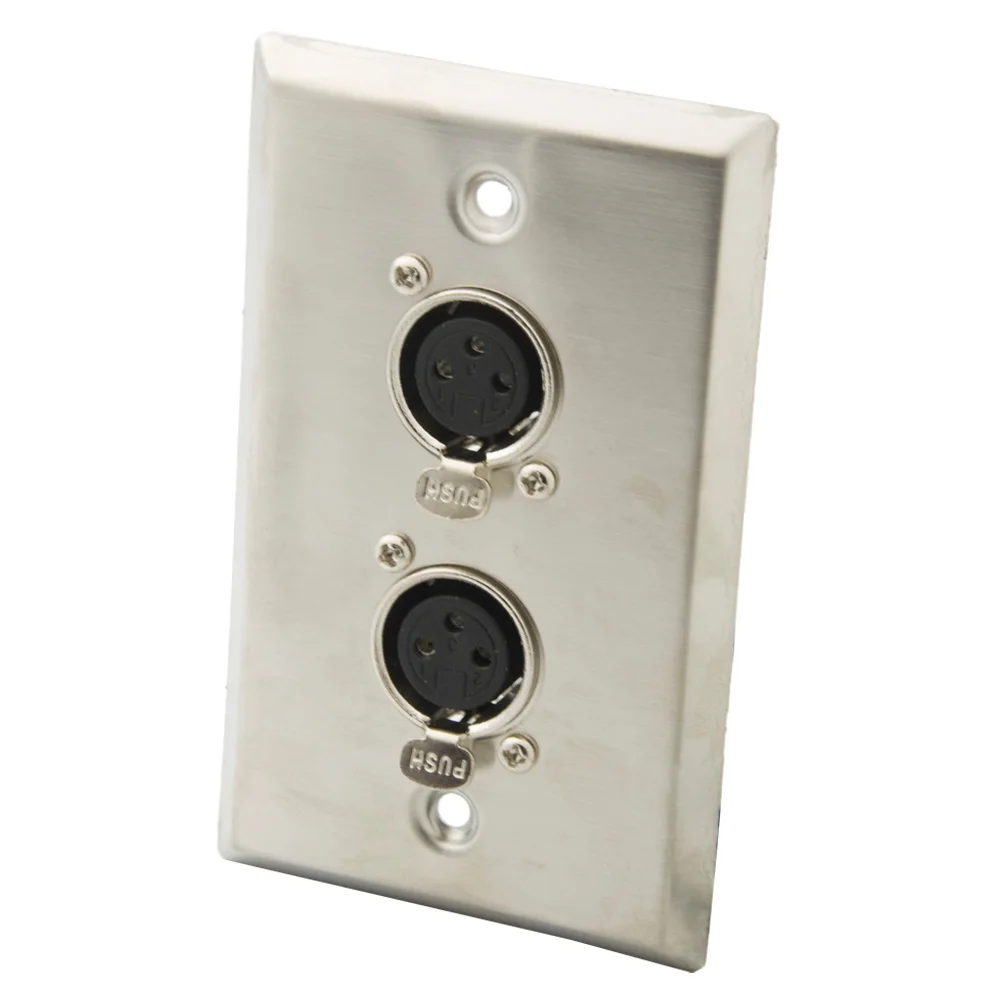

1 Gang Solid Style Stainless Steel Dual Ports Cannon XLR Wall Plate