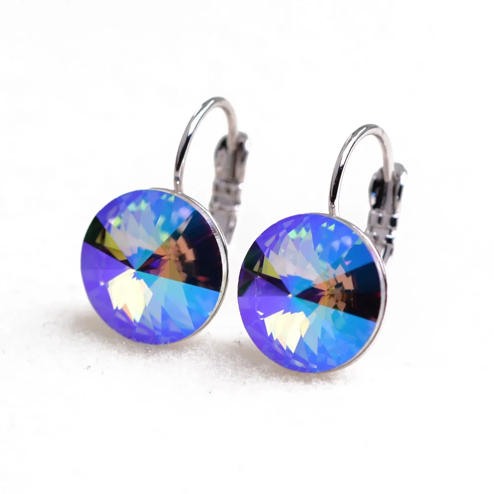 

Stud Earrings Made with Austria Crystal Round Shaped Jewelry for Women Wedding Party Best Christmas Bijoux Gift