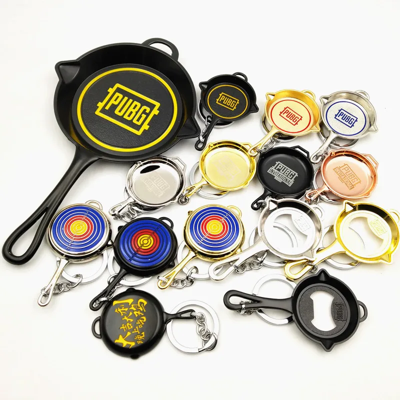 

Game PLAYERUNKNOWN'S BATTLEGROUNDS Cosplay Jewelry Metal Alloy Key Ring Pan Model Keychain PUBG