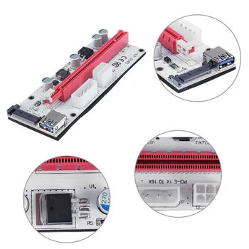 

3 Power Port PCIe PCI-E 1x to 16x Riser Card PCI Express Graphics Video Card Extender Adapter USB 3.0 Cable for BTC Miner Mining
