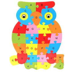 Деревянный животных форма головоломка с алфавитом Jigsaw Детская безопасность здания поднять памяти малыш игрушечные лошадки S7JN