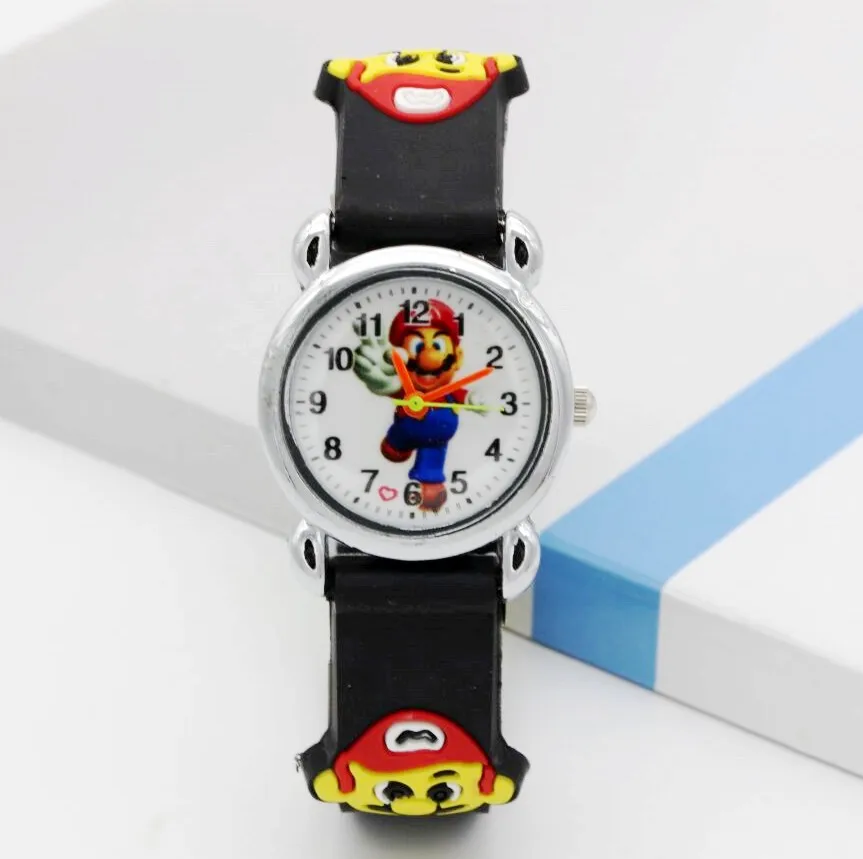 Новое поступление студенты часы 1 шт./лот с рисунком «Супер Марио» часы, 3D кварцевые Дети заводская цена - Цвет: black